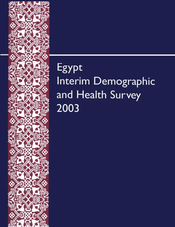 Egypt interim demographic and health survey [EIDHS] 2003