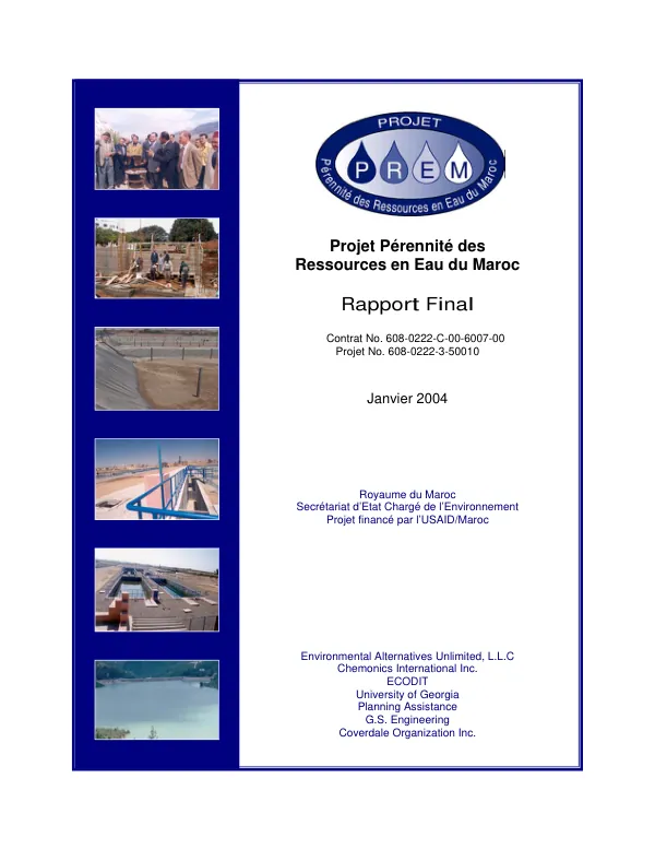 Projet perennite des ressources en eau du Maroc [PREM] : rapport final