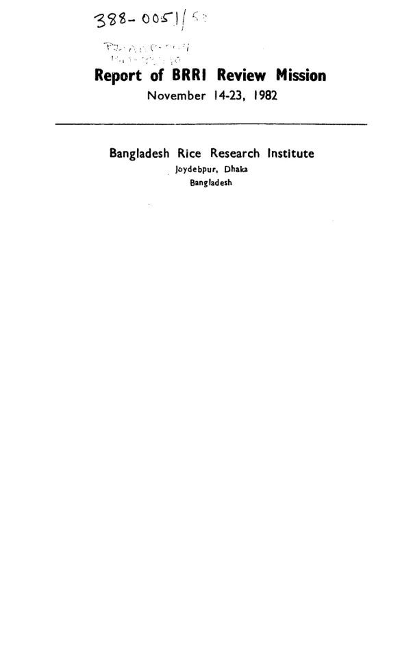 External review mission report : rice research and training project, phase II 1981-85