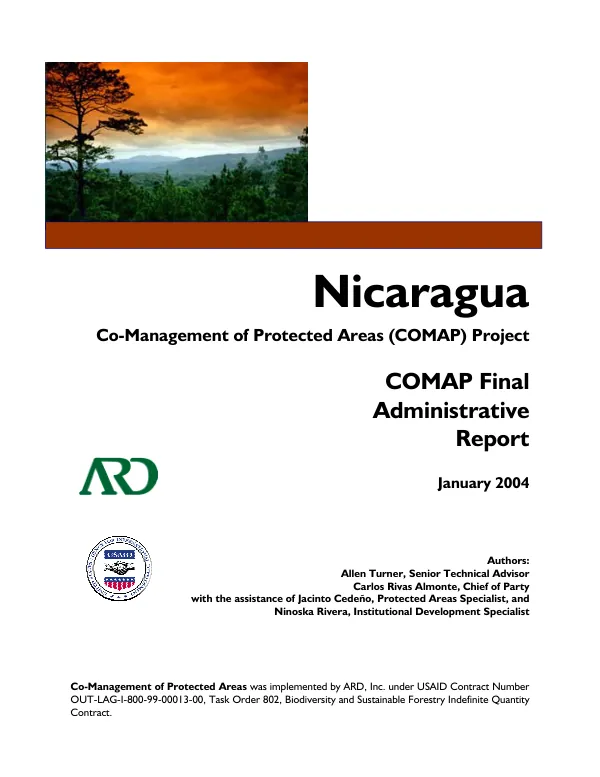 Nicaragua : co-management of protected areas (COMAP) project -- COMAP final administrative report