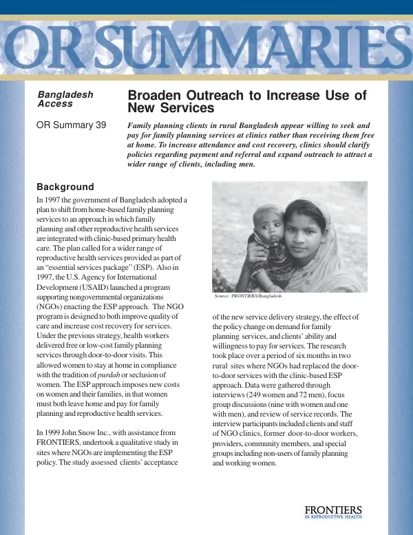 Broaden outreach to increase use of new services