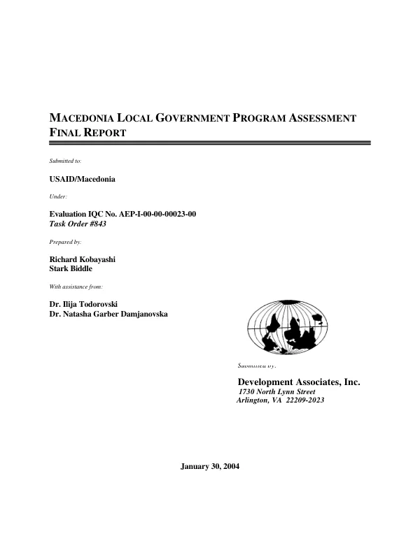 Macedonia local government program assessment : final report