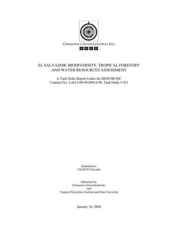 El Salvador : biodiversity, tropical forestry and water resources assessment