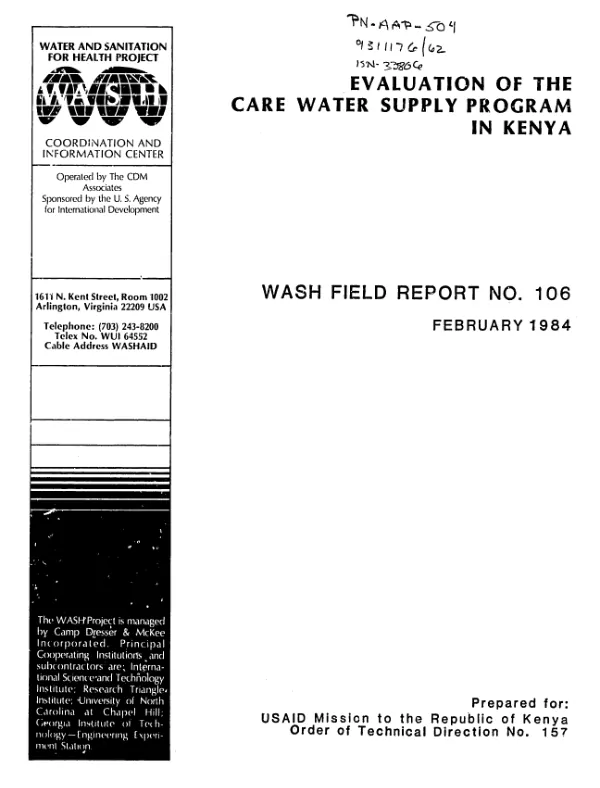 Evaluation of the care water supply program in Kenya
