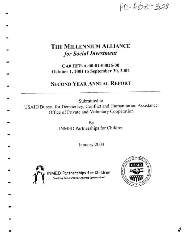 The millennium alliance for social investment, CA# HFP-A-00-01-00026-00, October 1, 2001 to September 30, 2004 : second year annual report