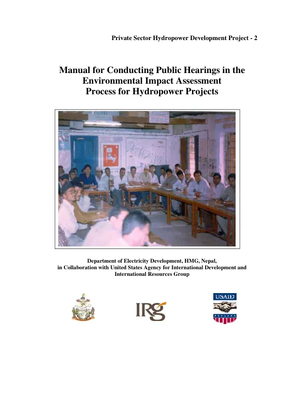 Manual for conducting public hearings in the environmental impact assessment process for hydropower projects