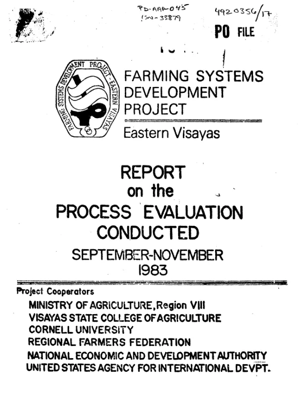 Farming systems development project, Eastern Visayas : report on the process evaluation conducted September-November 1983