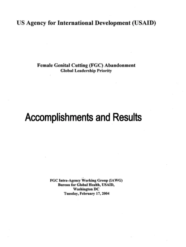 Female genital cutting (FGC) abandonment : accomplishments and results