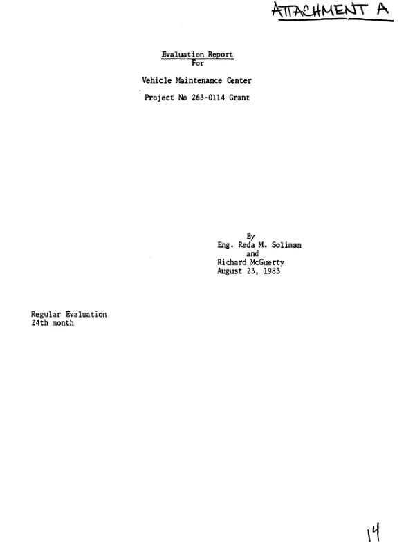 Evaluation report for vehicle maintenance center project