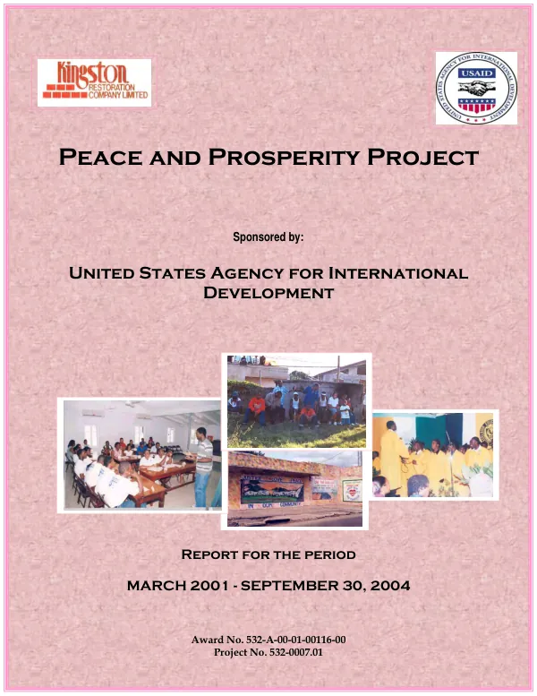 Peace and prosperity project : report for the period March 2001-September 30, 2004