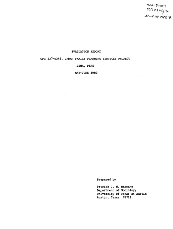Evaluation report : OPG 5270245, urban planning services project