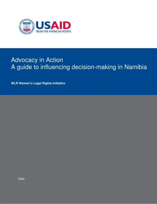 Advocacy in action : a guide to influencing decision-making in Namibia