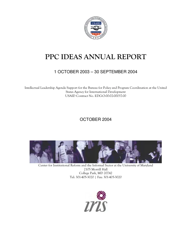 PPC IDEAS annual report, 1 October 2003-30 September 2004