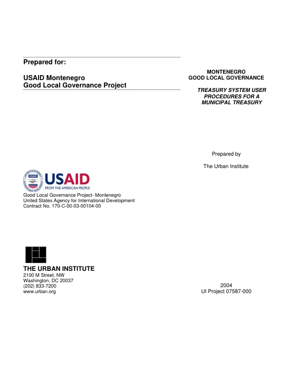 Treasury system user procedures for a municipal treasury