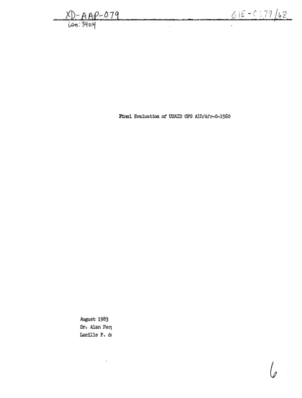 Final evaluation of USAID OPG AID/Afr-G-1560