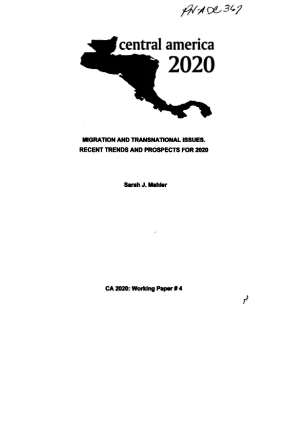 Migration and transnational issues : recent trends and prospects for 2020
