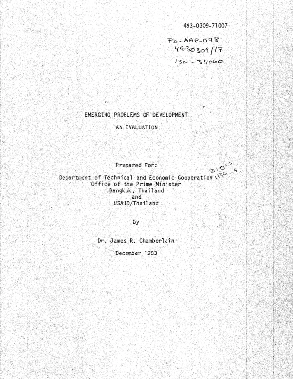 Emerging problems of development : an evaluation