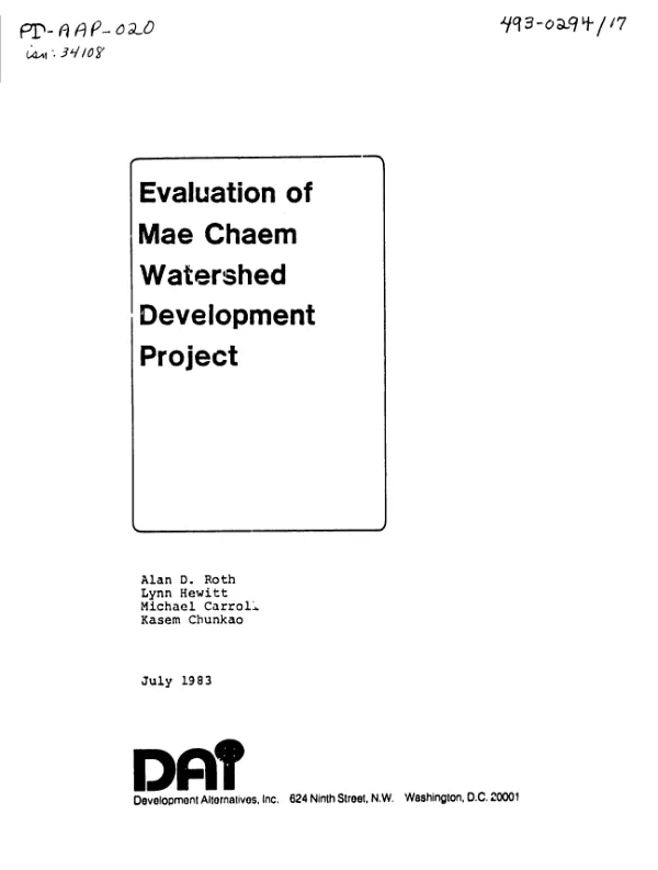 Evaluation of Mae Chaem watershed development project