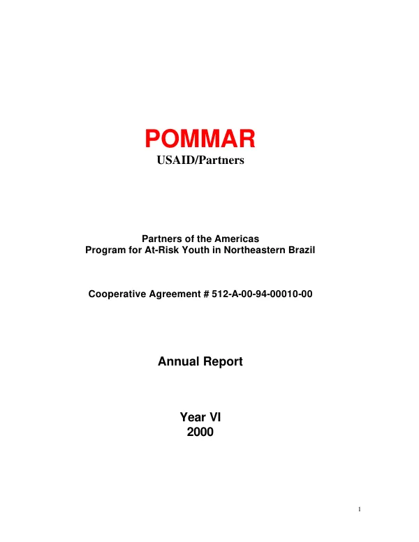 POMMAR [Preveno orientada aos meninos e mininas em situacao de risco = Prevention oriented towards at-risk boys and girls] : annual report -- year VI, 2000
