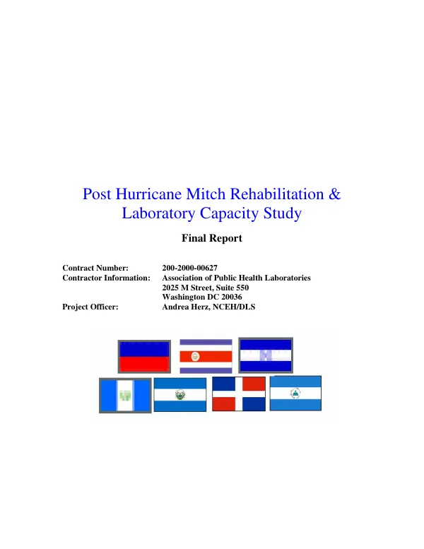 Post Hurricane Mitch rehabilitation & laboratory capacity study : final report