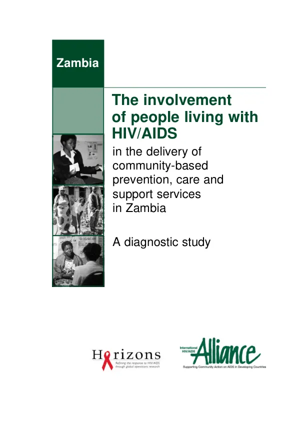 Involvement of people living with HIV/AIDS in the delivery of community-based prevention, care and support services in Zambia : a diagnostic study