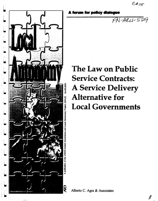 Law on public service contracts : a service delivery alternative for local governments