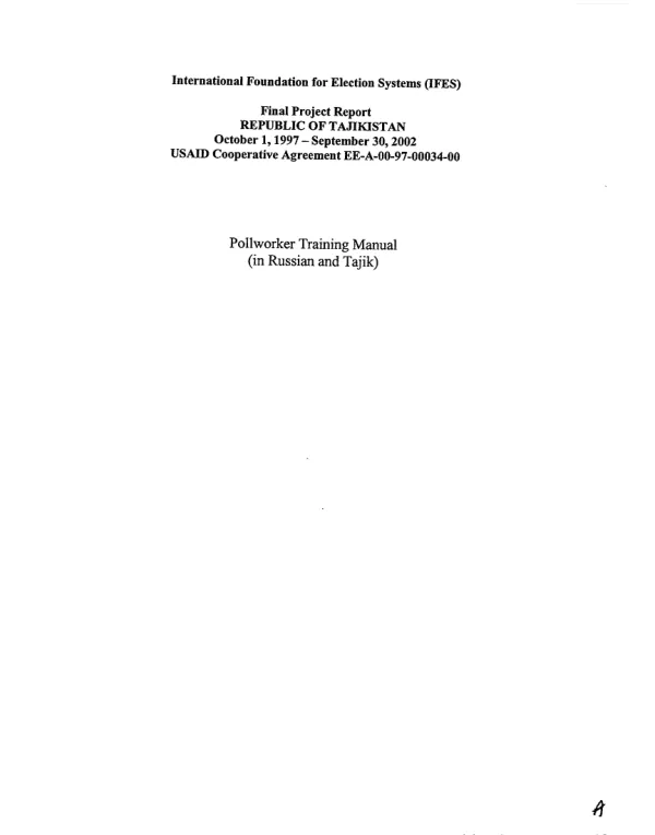 Pollworker training manual [Russian, Tajik]