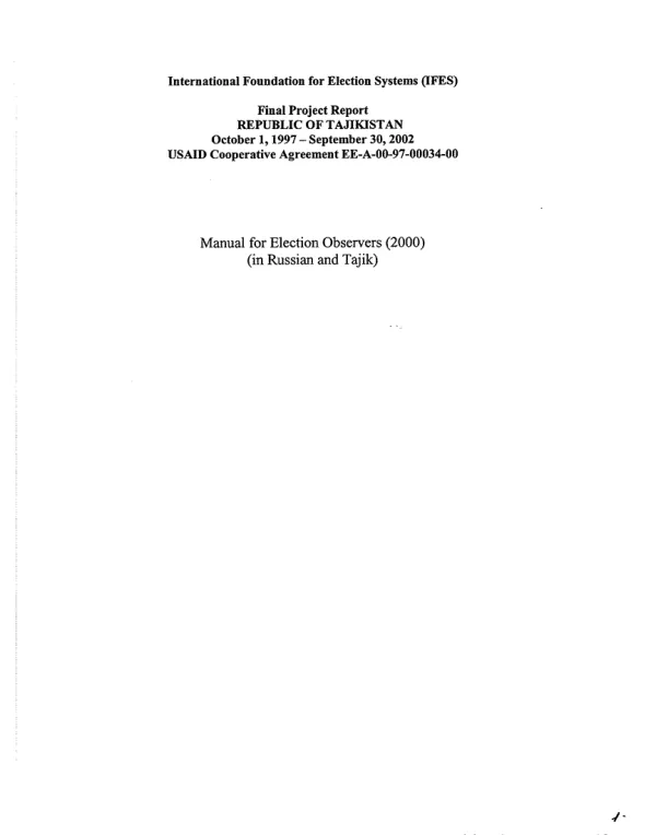 Manual for election observers [Russian, Tajik]