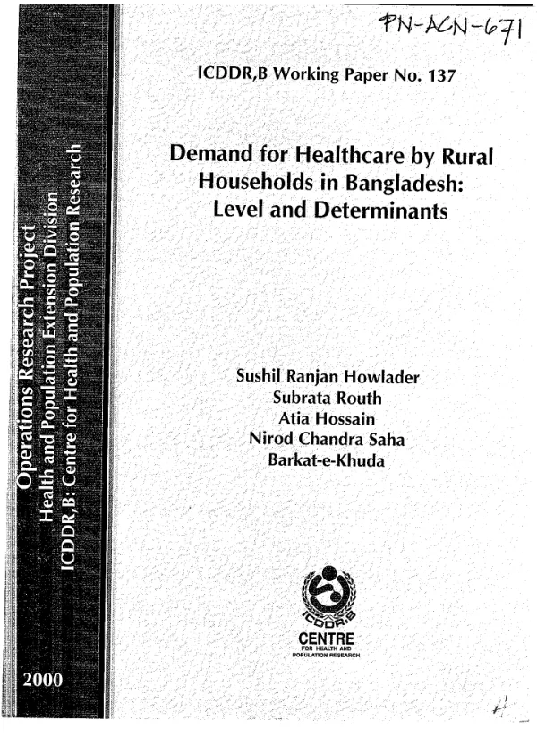 Demand for healthcare [health care] by rural households in Bangladesh : level and determinants