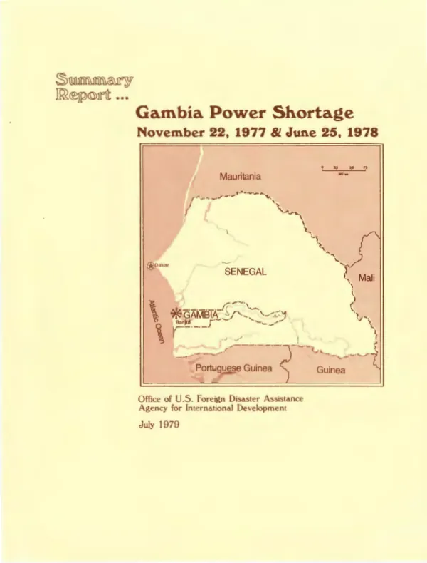 Summary report ... Gambia power shortage, November 22, 1977 & June 25, 1978