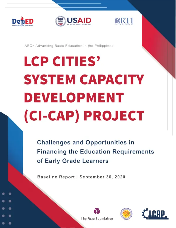 LCP cities' system capacity development (Cl-CAP) project : challenges and opportunities in financing the education requirements of early grade learners
