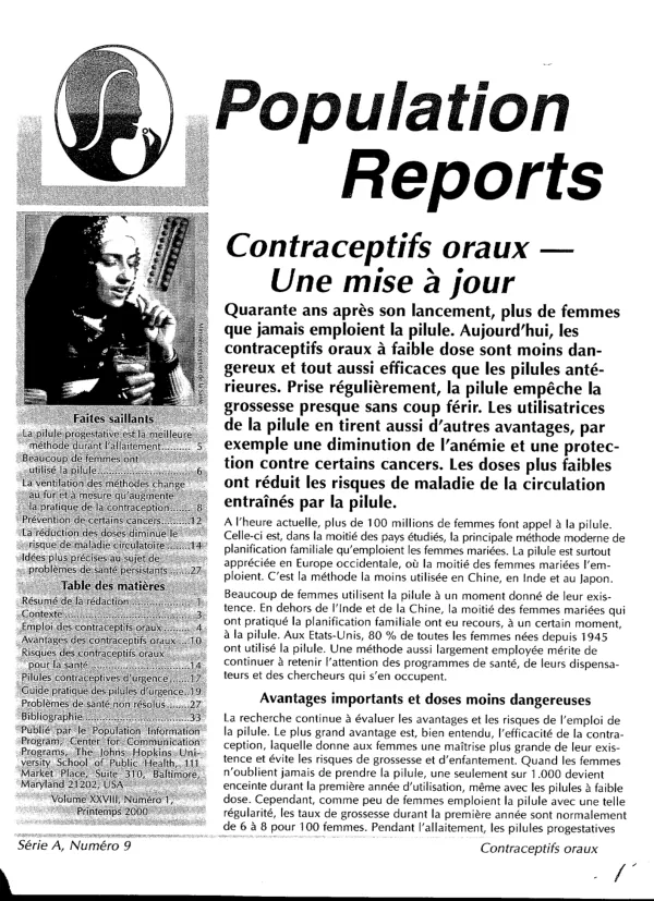Contraceptifs oraux : une mise a jour