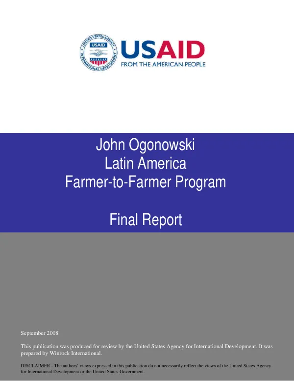 John Ogonowski Latin America farmer-to-farmer program : final report