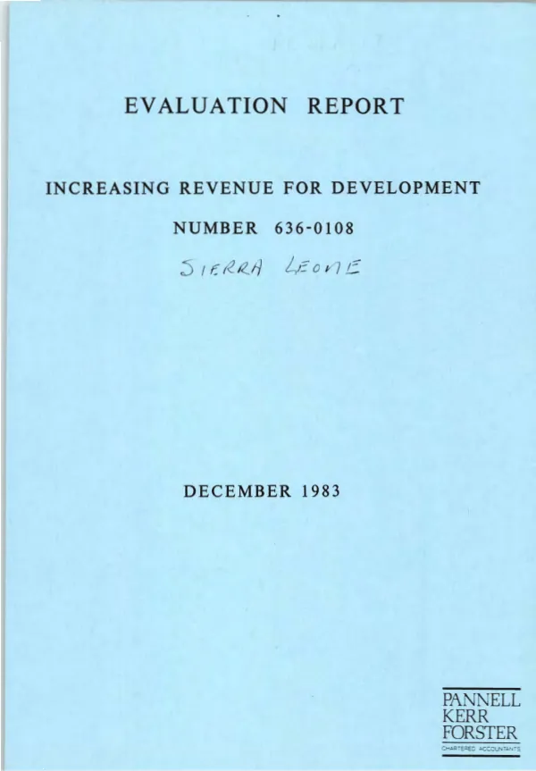 Evaluation report : increasing revenue for development; number 636-0108; Sierra Leone