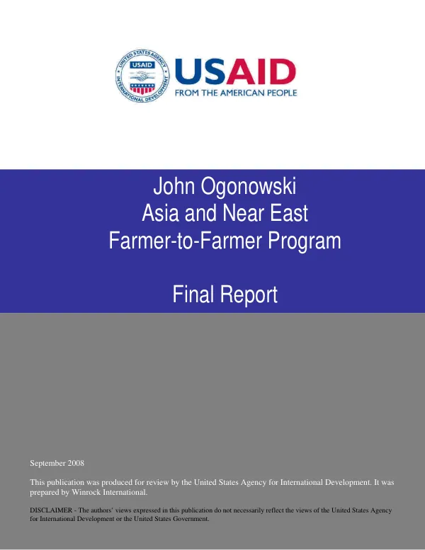 John Ogonowski Asia and Near East farmer-to-farmer program : final report