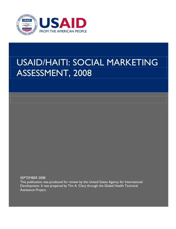 USAID/Haiti : social marketing assessment, 2008