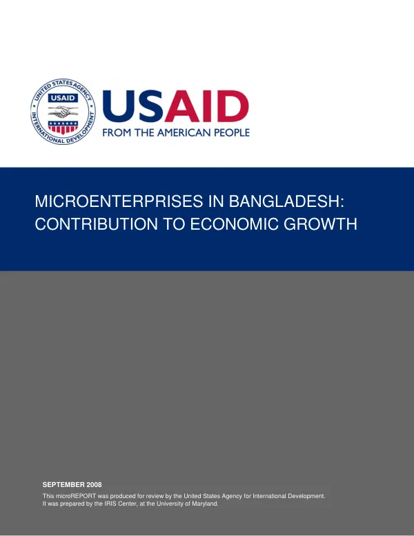 Microenterprises in Bangladesh : contribution to economic growth