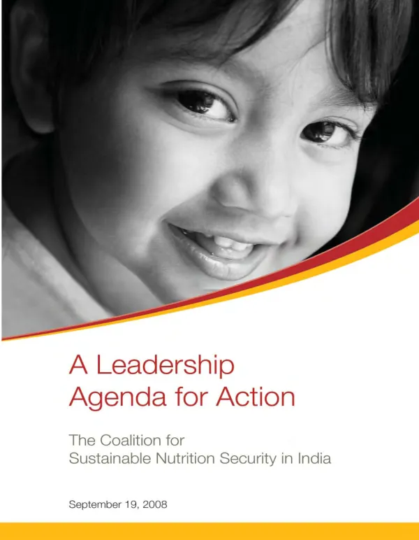 Overcoming the curse of malnutrition in India : a leadership agenda for action