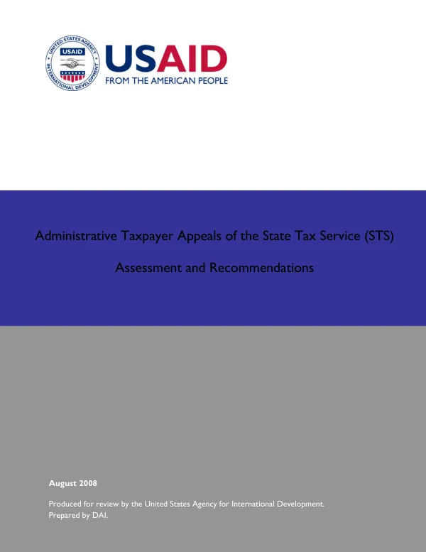 Administrative tax[auer appeals of the State Tax Service (STS) : assessment and recommendations