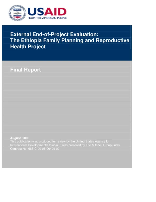End-of-project evaluation of the family planning reproductive health (RH/FP) and extending service delivery for RH/FP (ESD) projects