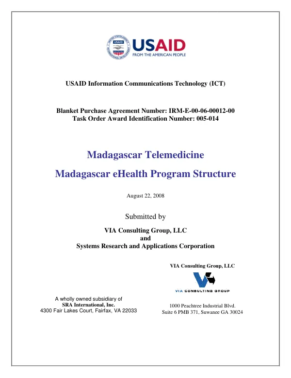 Madagascar telemedicine : Madagascar eHealth program structure