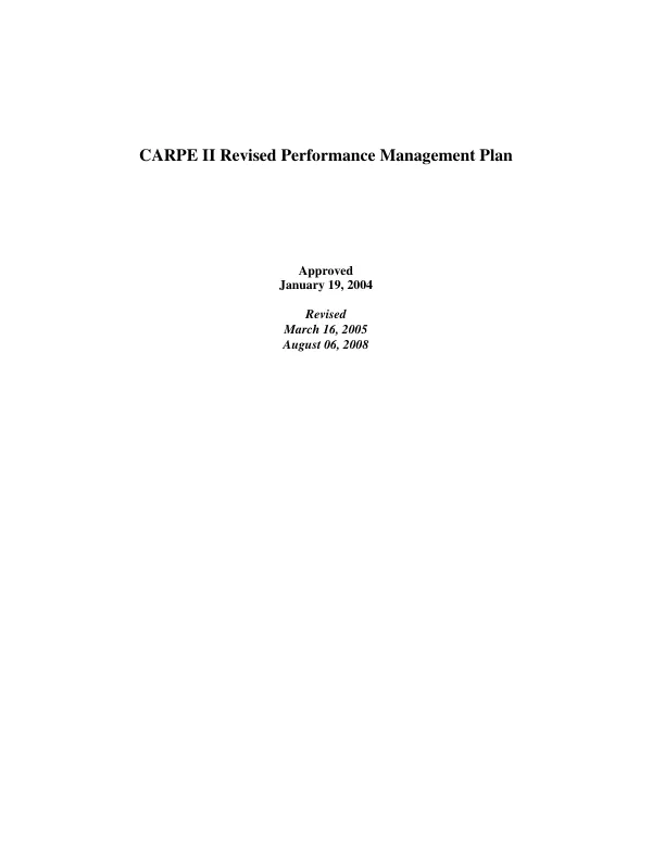 CARPE II revised performance management plan