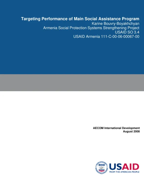 Targeting performance of main social assistance program