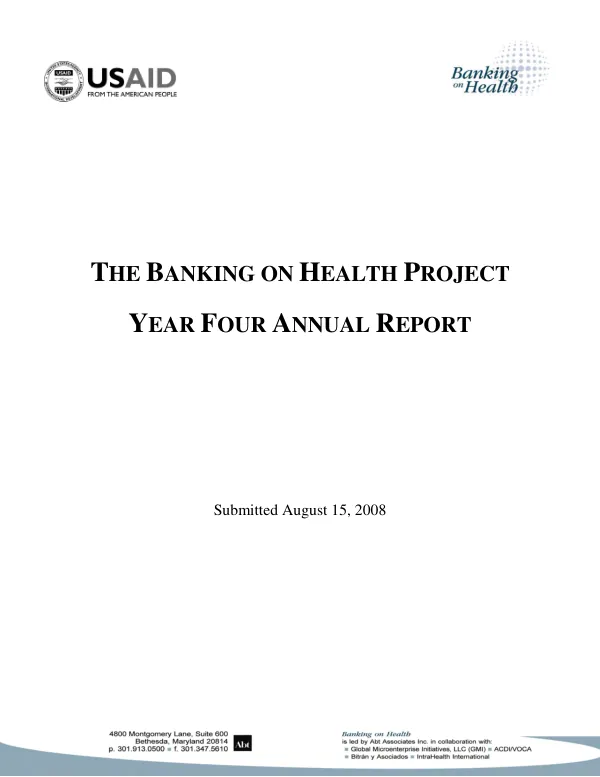 The Banking on Health project -- year four annual report