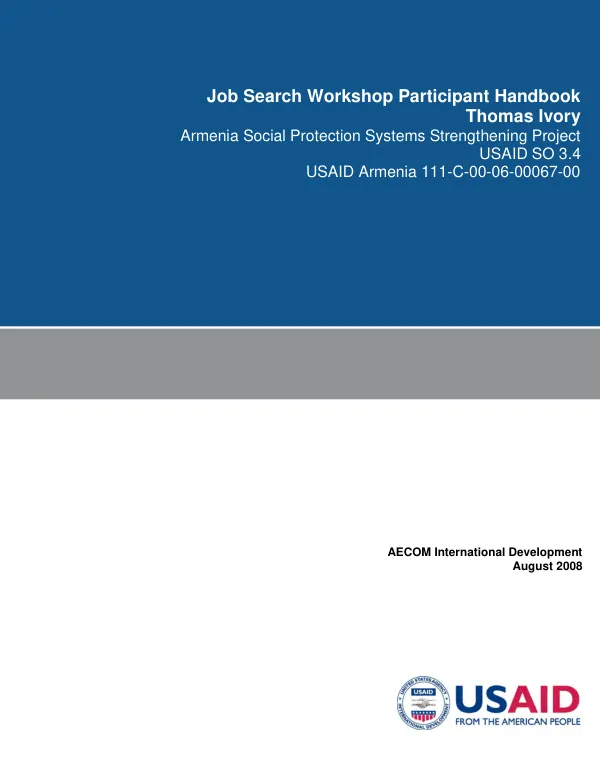 Job search workshop participant handbook : Armenia social protection systems strengthening project