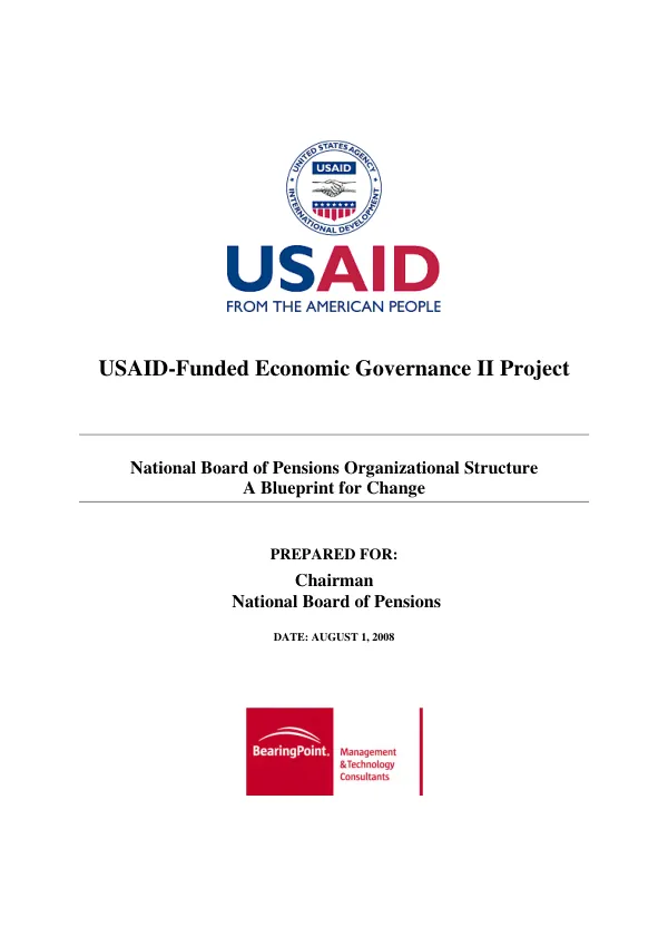USAID-funded economic governance II project, national board of pensions organizational structure : a blueprint for change