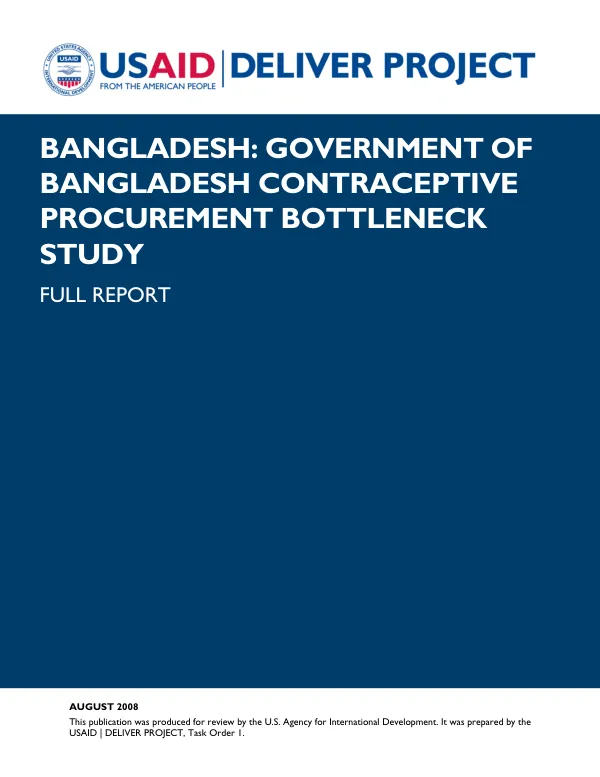Bangaldesh : Government of Bangladesh contraceptive procurement bottleneck study