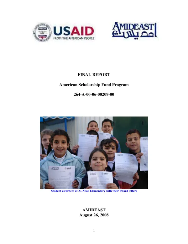 Final report : American scholarship fund program -- 294-A-00-06-00209-00