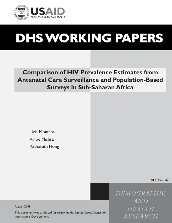 Comparison of HIV prevalence estimates from antenatal care surveillance and population-based surveys in Sub-Saharan Africa