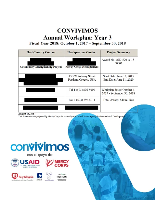 CONVIVIMOS Annual Workplan Year 3